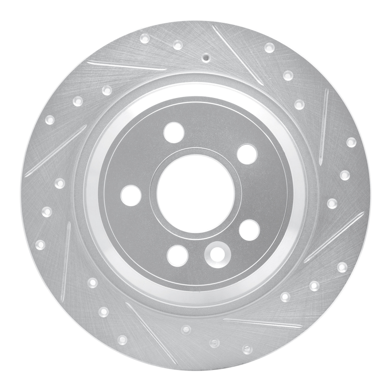Volvo V60 Brake Rotor (1) - Rear Right - R1 Concepts - Drilled & Slotted - Silver - `07-`18
